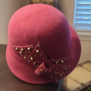 Elegant Pink Studded Women's Hat